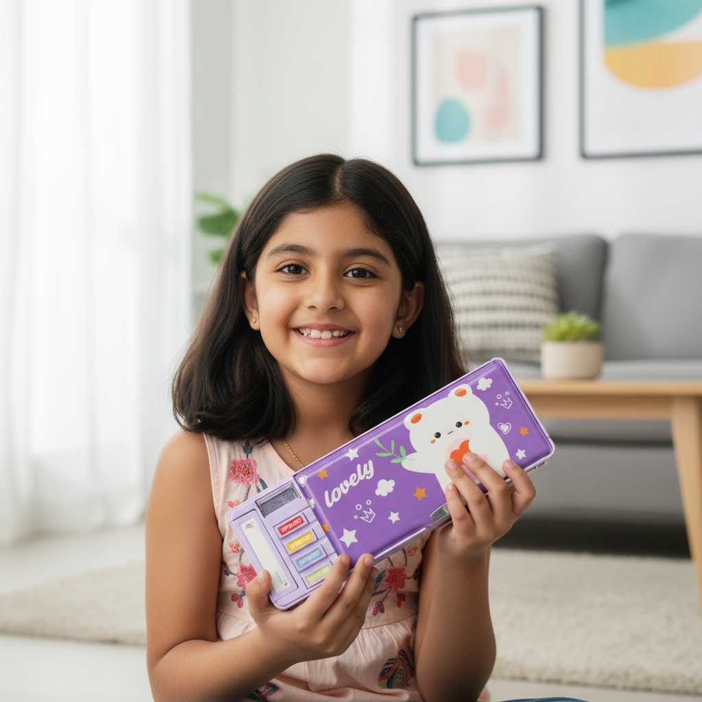 Cheerful Cat Study Lock Pencil Box