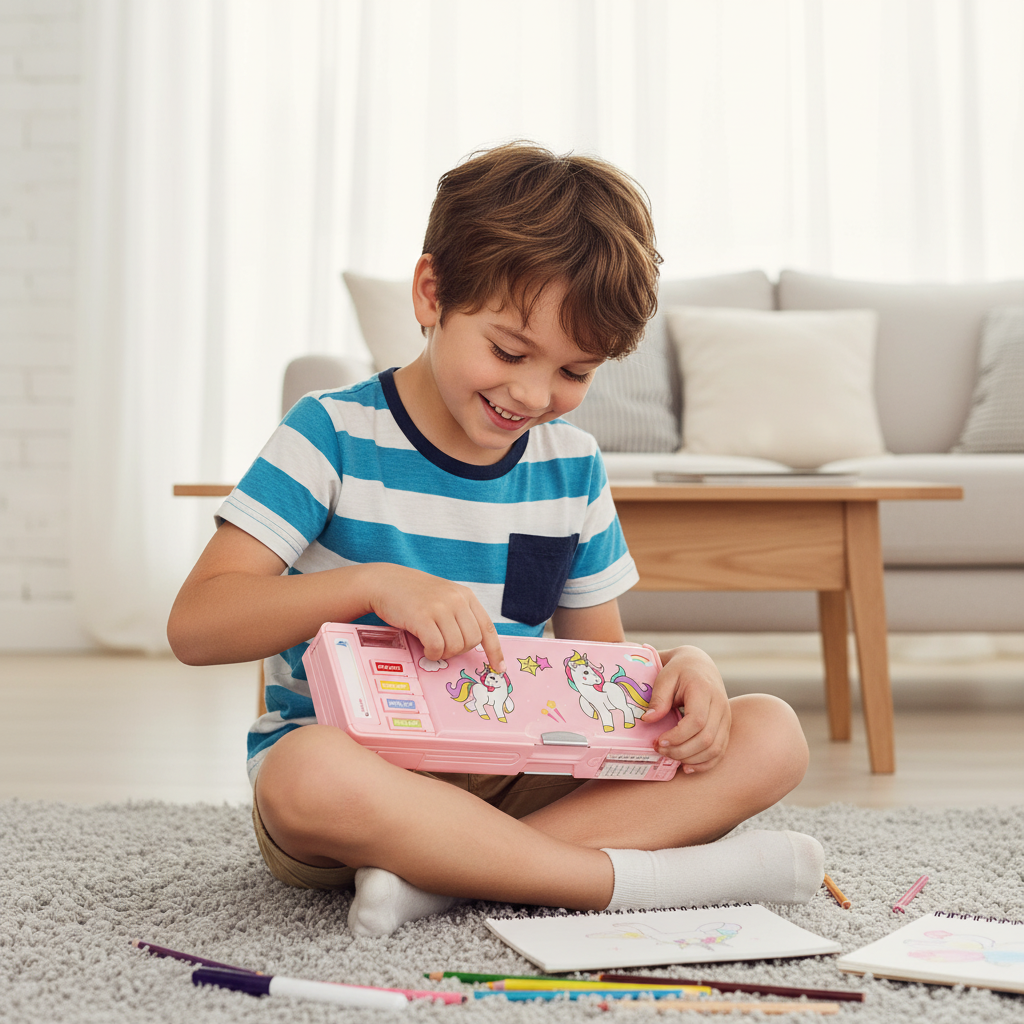 Smiley Dino Garden Lock Pencil Box