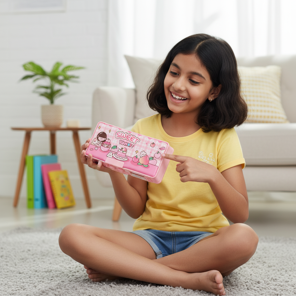 Smiley Dino Garden Lock Pencil Box