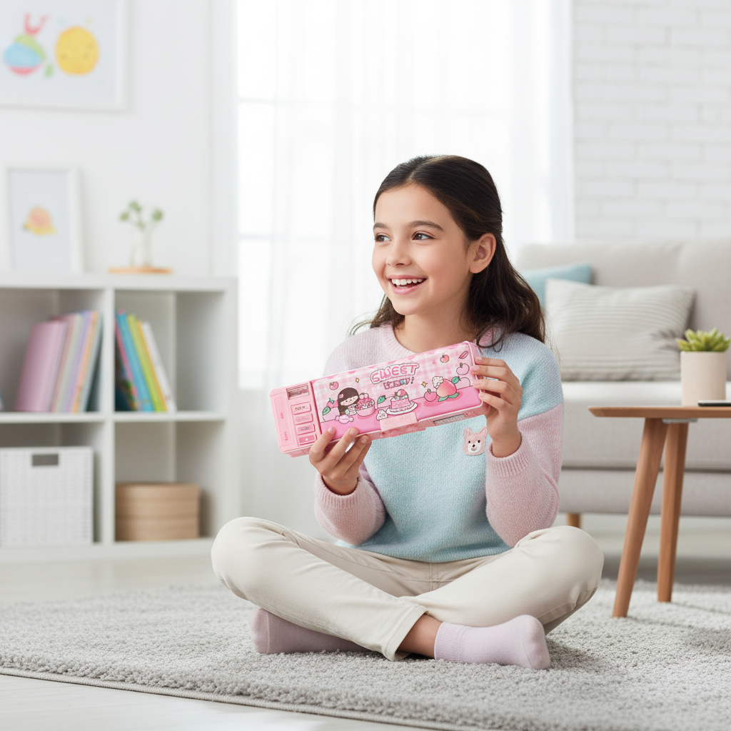 Smiley Dino Garden Lock Pencil Box