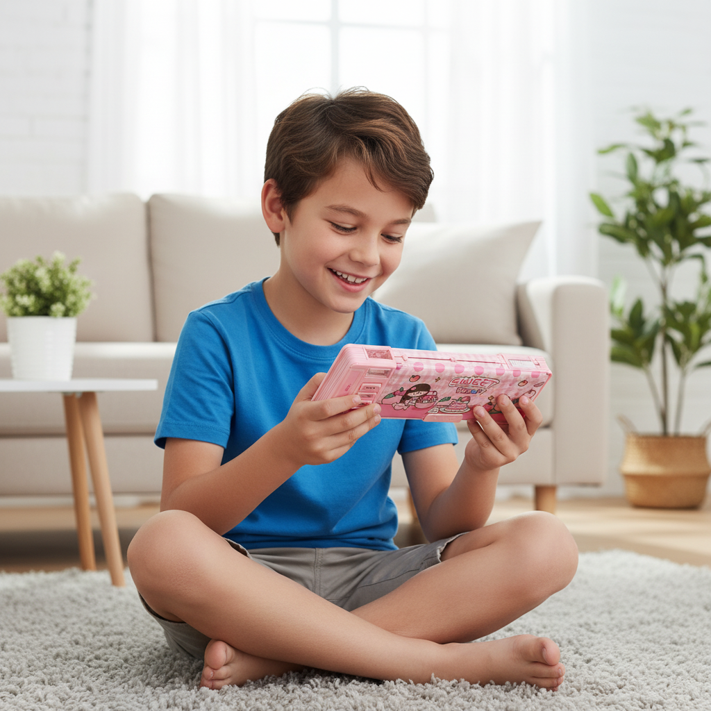 Smiley Dino Garden Lock Pencil Box