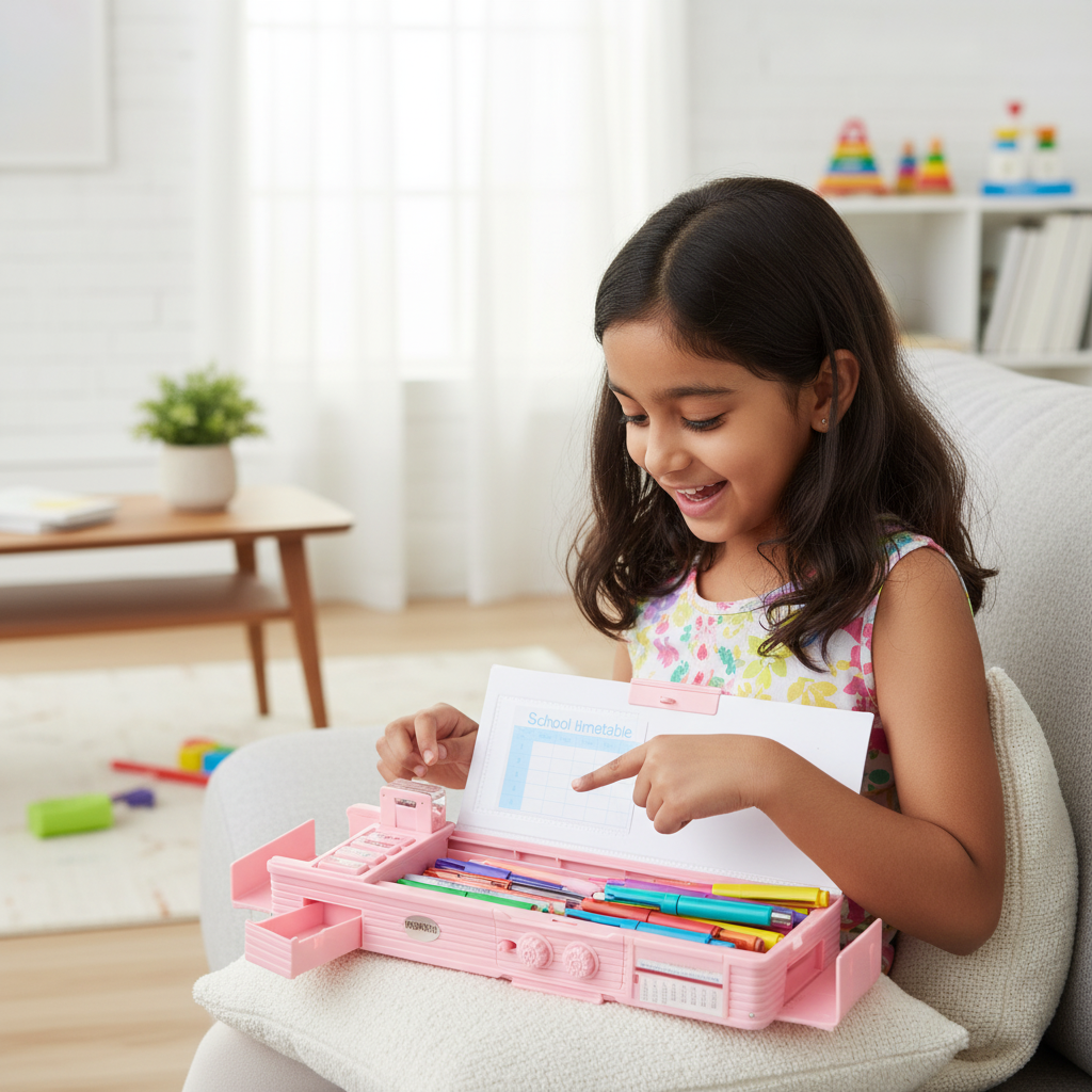 Smiley Dino Garden Lock Pencil Box