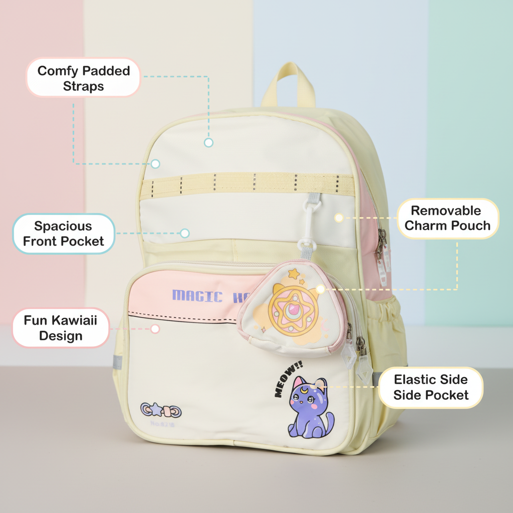 Magic Kitty Backpack with Charm Pouch