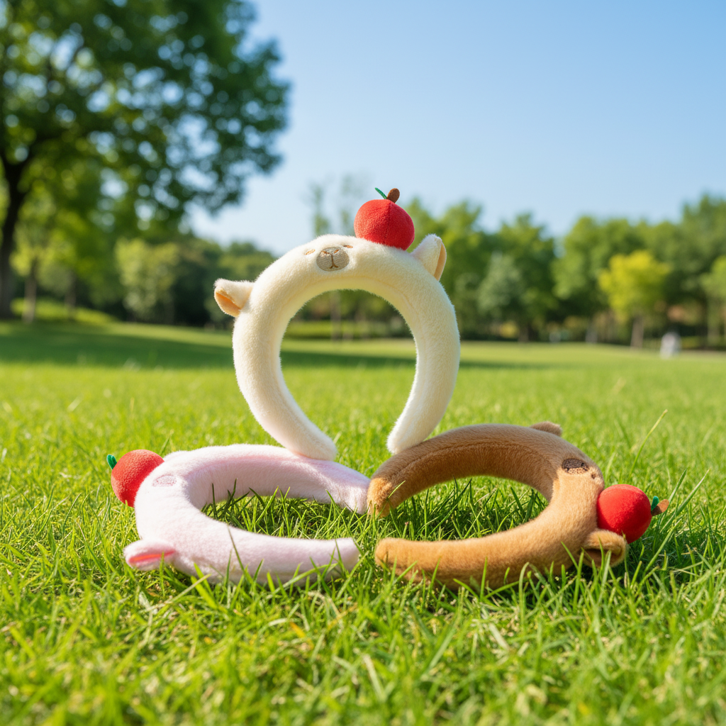 Plush Bear Headband with Apple Accent