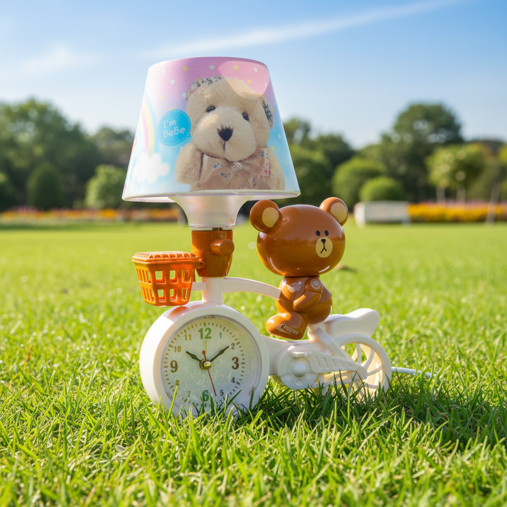 Bear Bicycle Lamp & Clock Combo