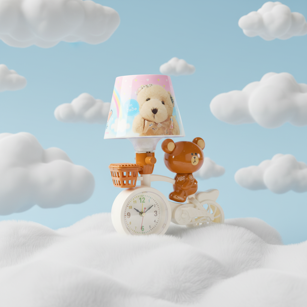 Bear Bicycle Lamp & Clock Combo