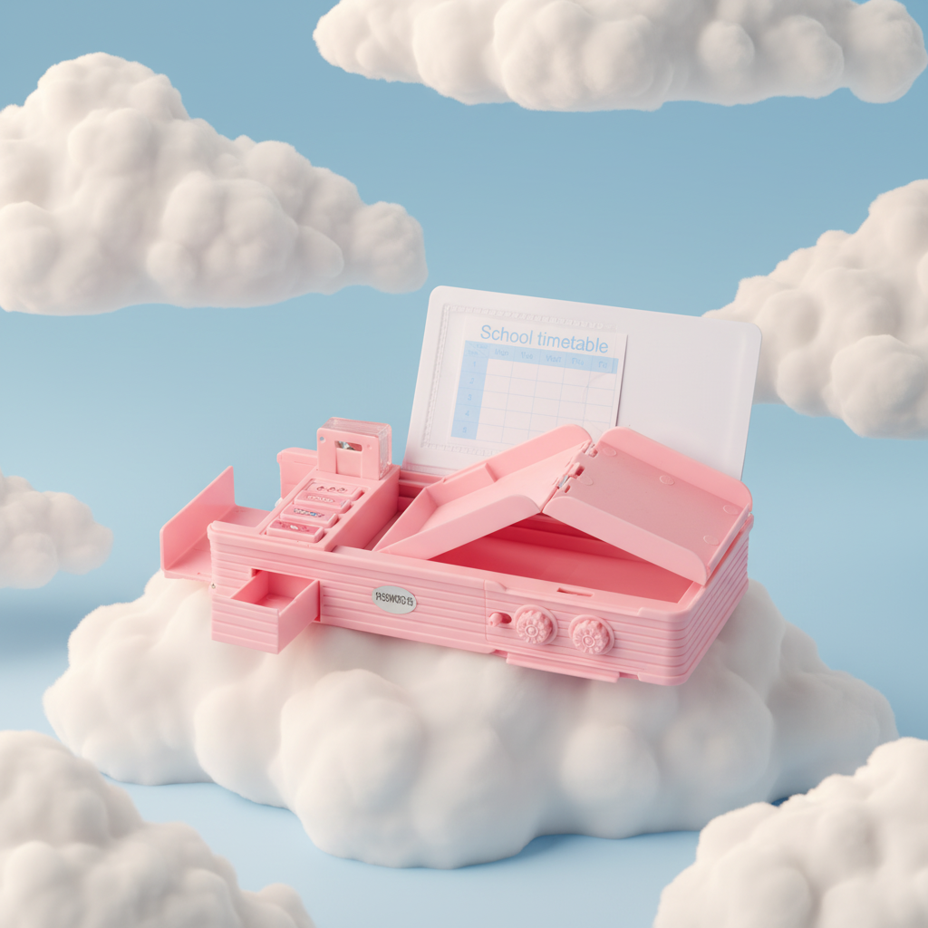 Smiley Dino Garden Lock Pencil Box