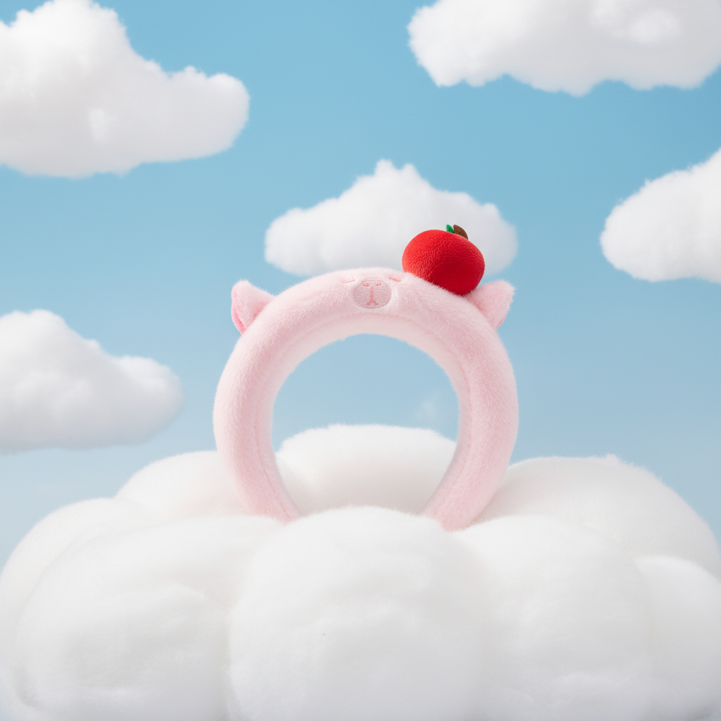 Plush Bear Headband with Apple Accent