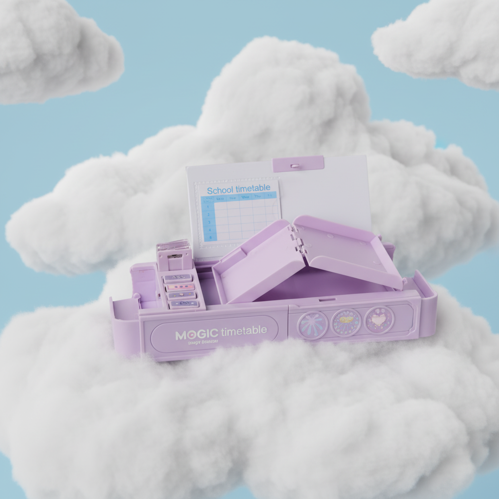 Cheerful Cat Study Lock Pencil Box