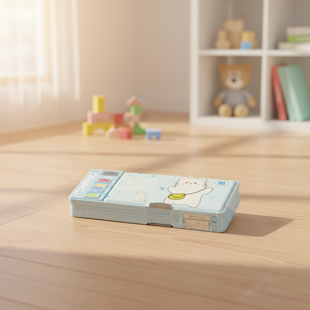 Cheerful Cat Study Lock Pencil Box