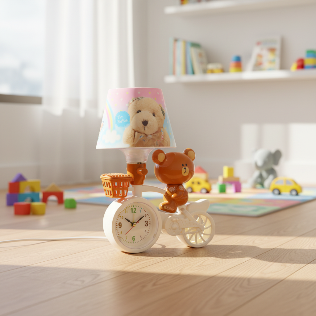 Bear Bicycle Lamp & Clock Combo