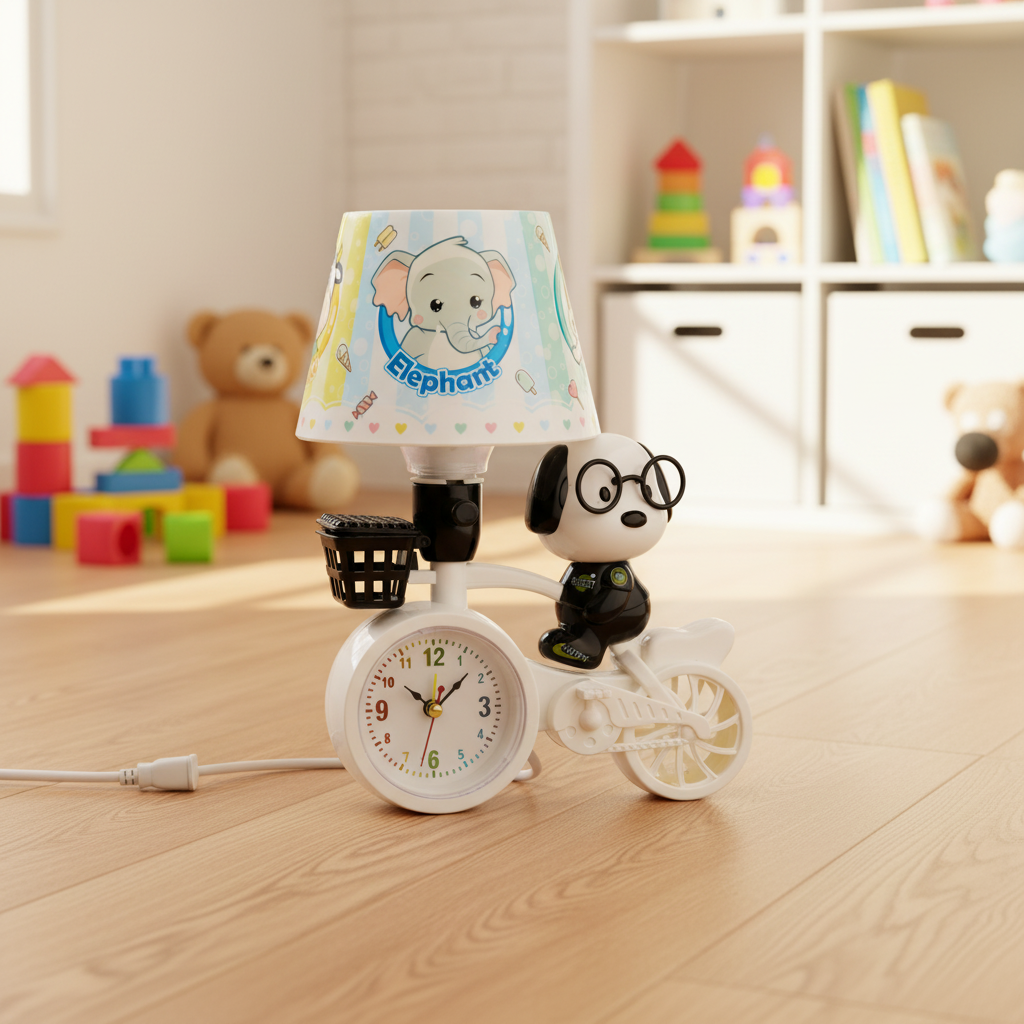 Bear Bicycle Lamp & Clock Combo
